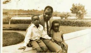 Ojukwu and two of his kids in Ivory Coast